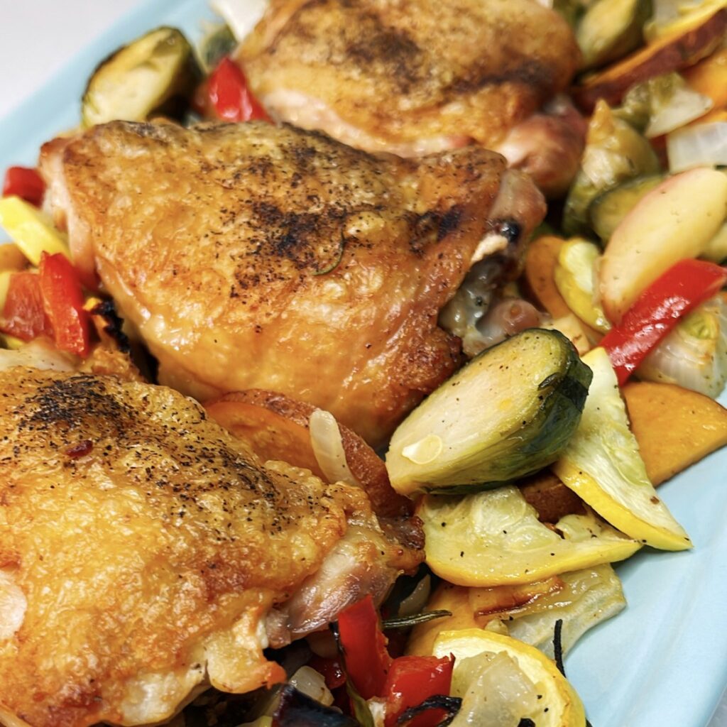 chicken thighs veggies