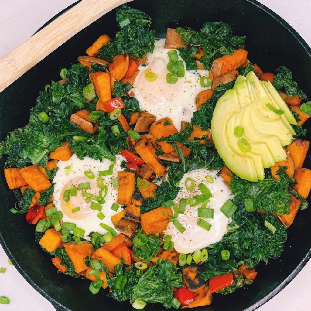 sweet potato egg and kale