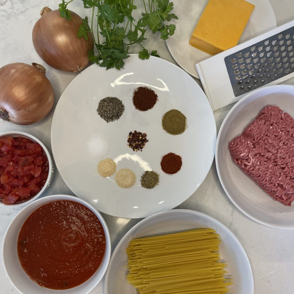 Mexican Spaghetti Ingredients